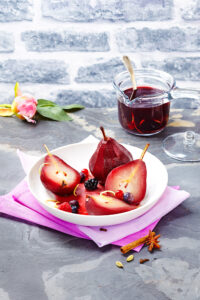 Poires pochées à la Négrette
